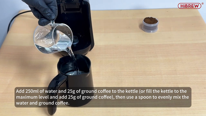 HiBREW H9 — filling the handled coffee pot with water