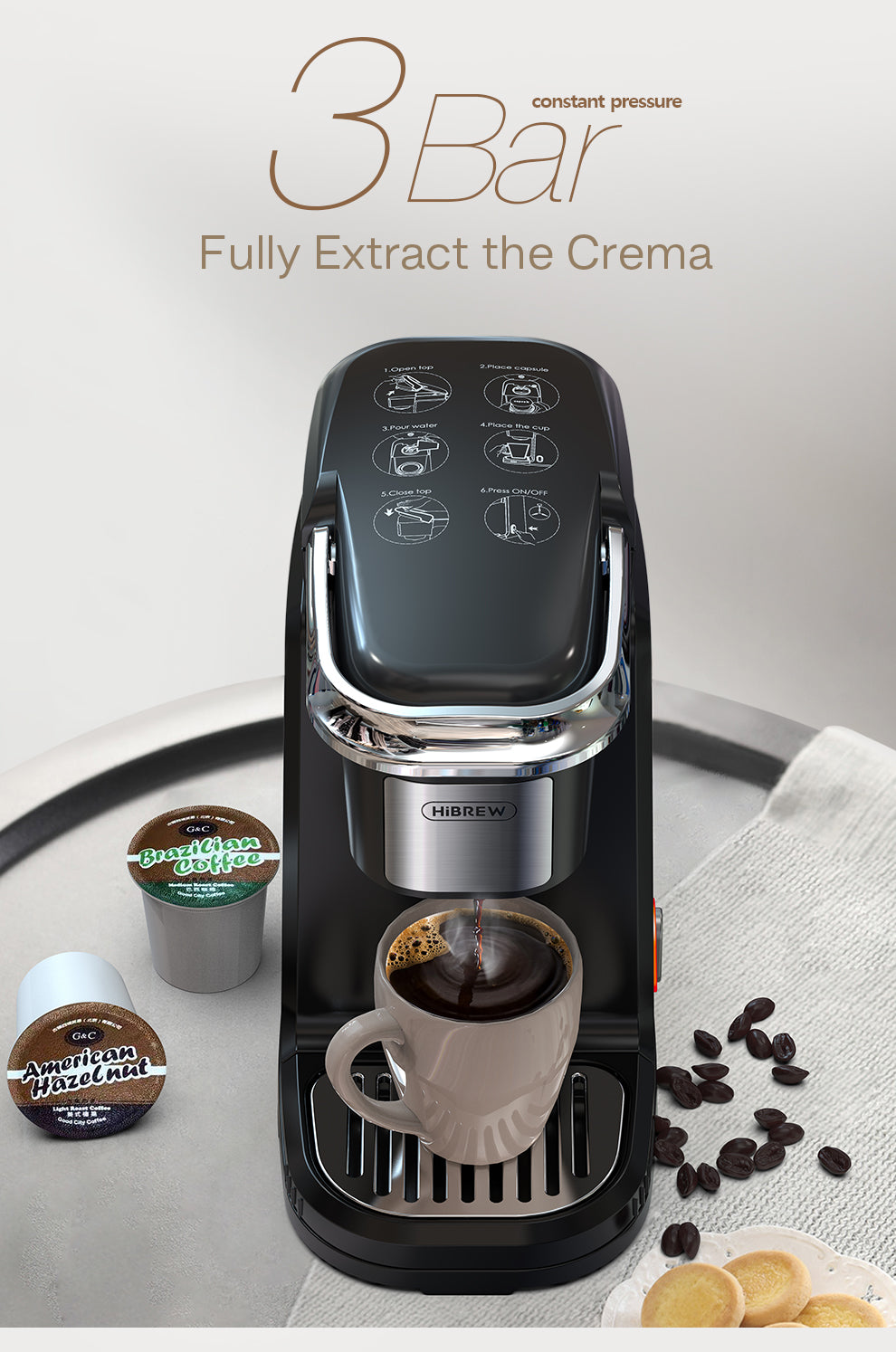 HiBREW 507 – top brew controls on black machine