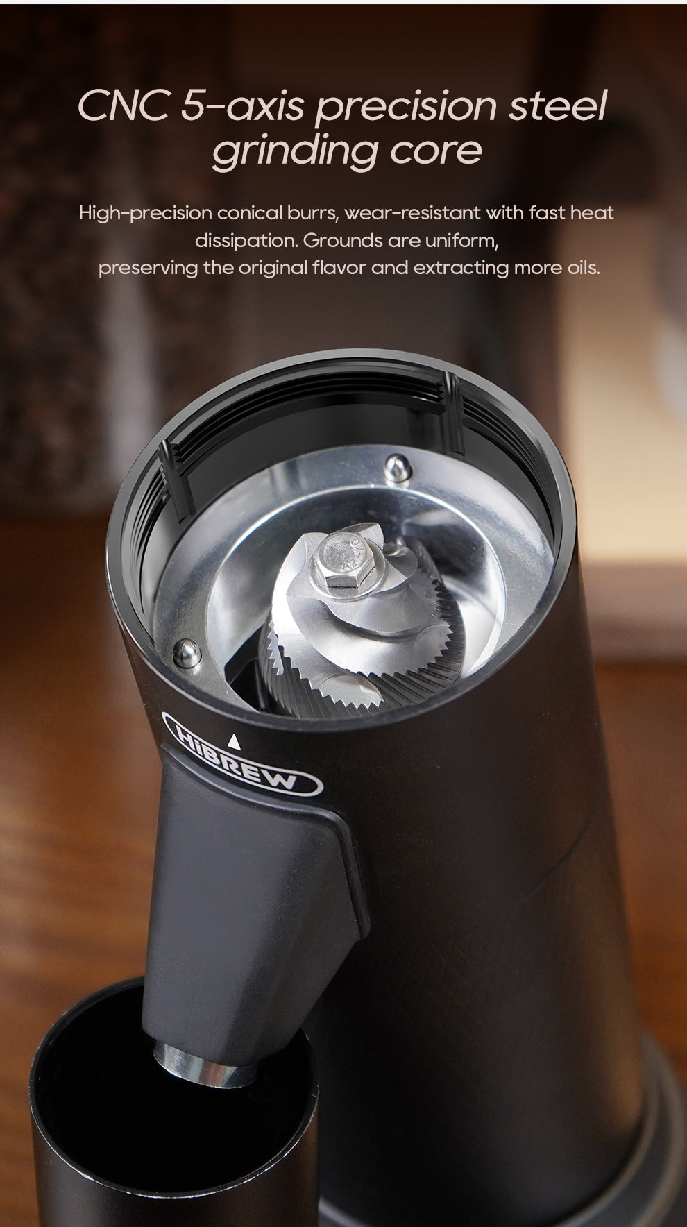 HiBREW G5 — G5 exposed burr assembly in close-up