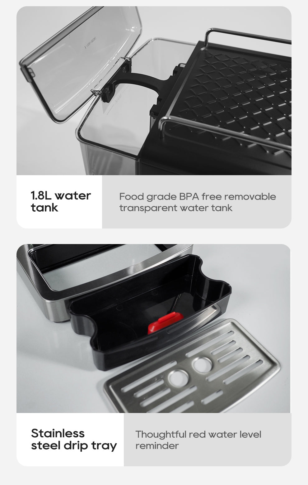 HiBREW H10A water tank and removable drip tray