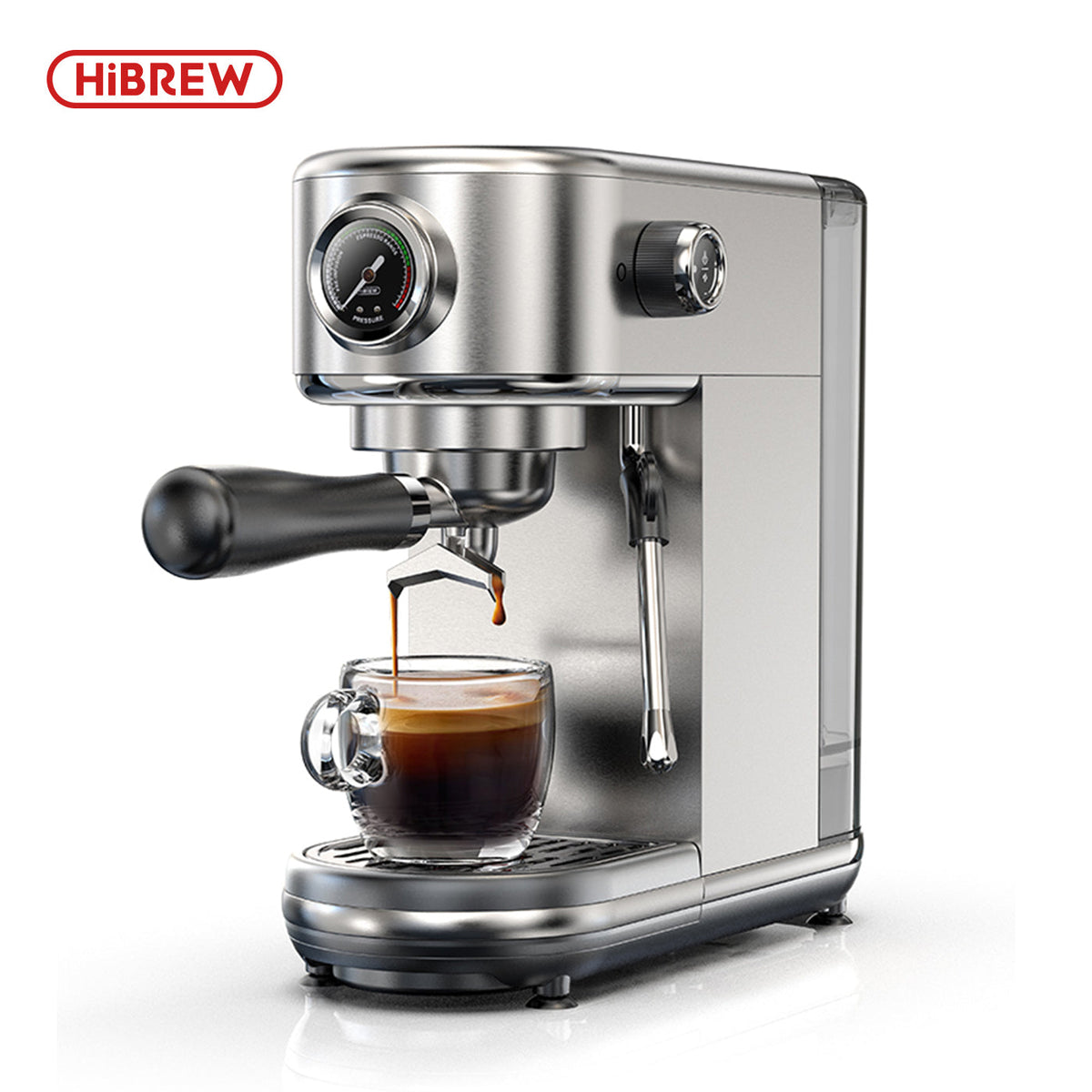 HiBREW H10B silver espresso machine front view