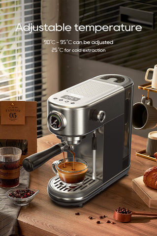 HiBREW H10B silver espresso machine on a coffee counter