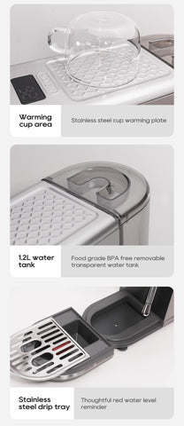 HiBREW H10B cup warming area, water tank and drip tray