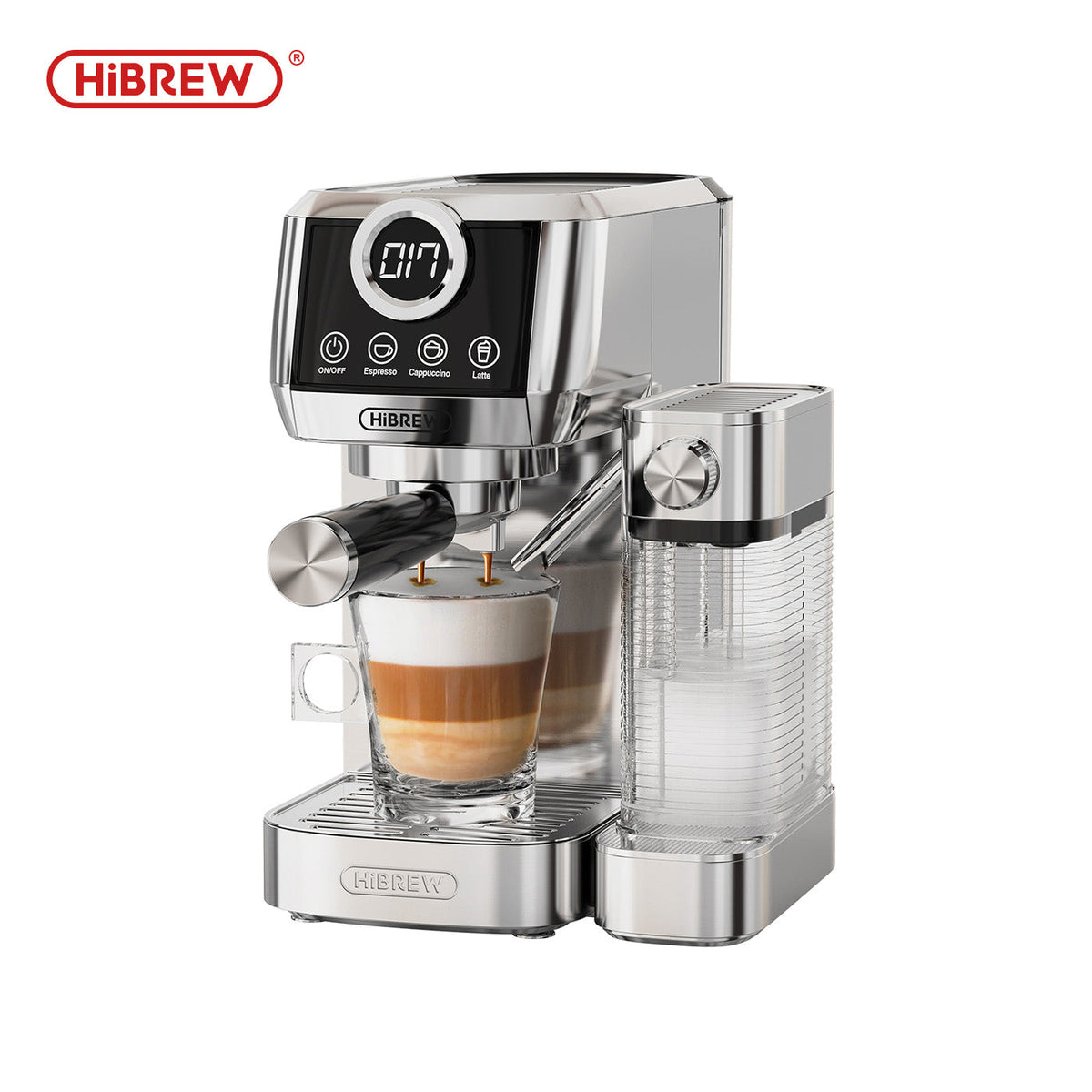 HiBREW H13A espresso machine with milk container