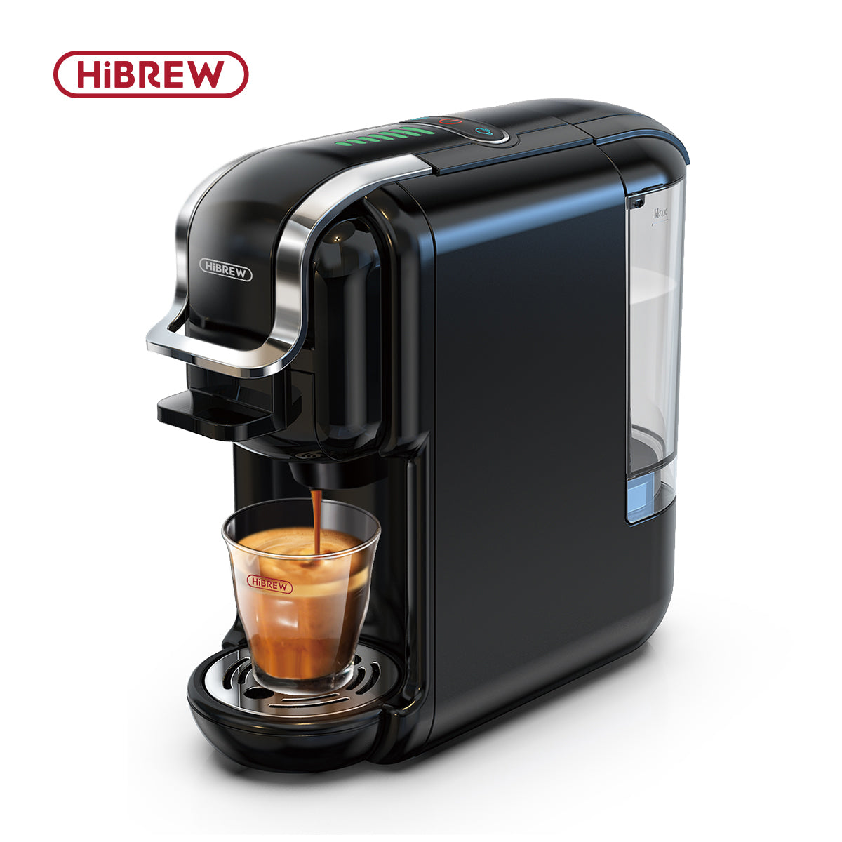 HiBREW H2B – black machine with espresso glass