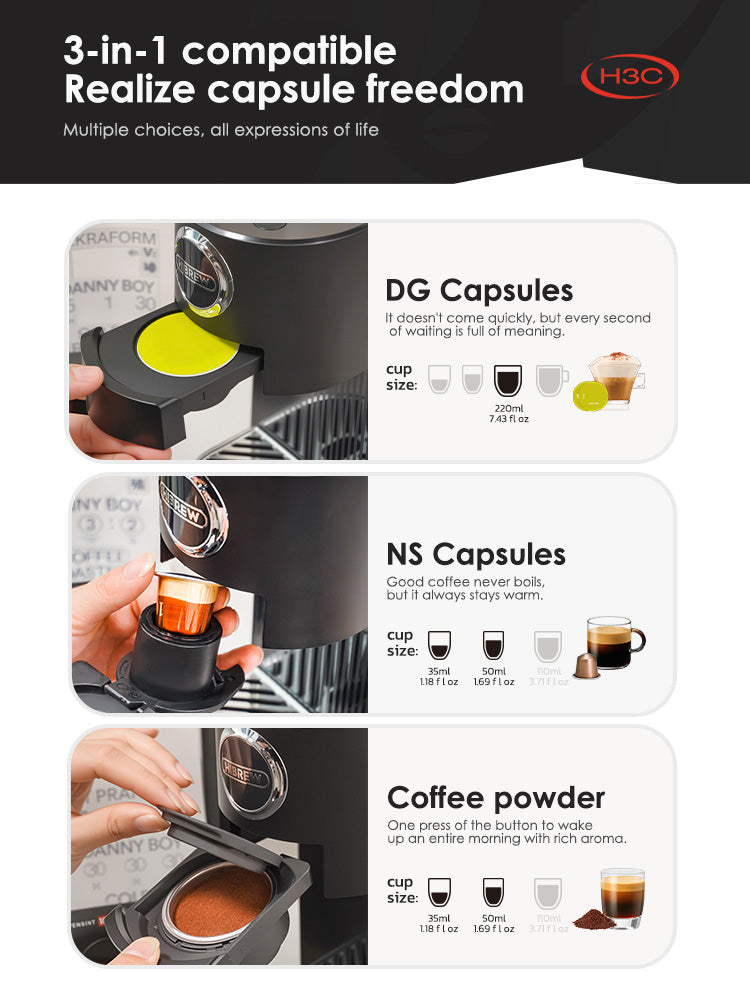 HiBREW H3C – capsule and ground-coffee loading