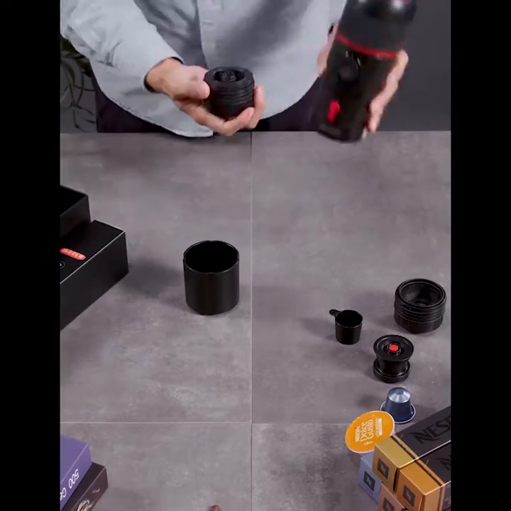 HiBREW H4 handheld capsule-adapter setup