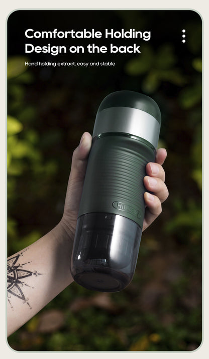 Rear grip view of the Green HiBREW H4B portable espresso maker