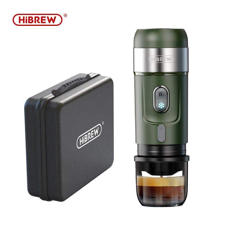 Green HiBREW H4B portable espresso maker and travel case