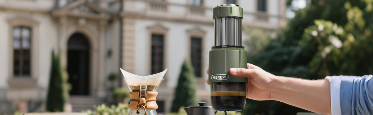 Green HiBREW H4D being held outdoors