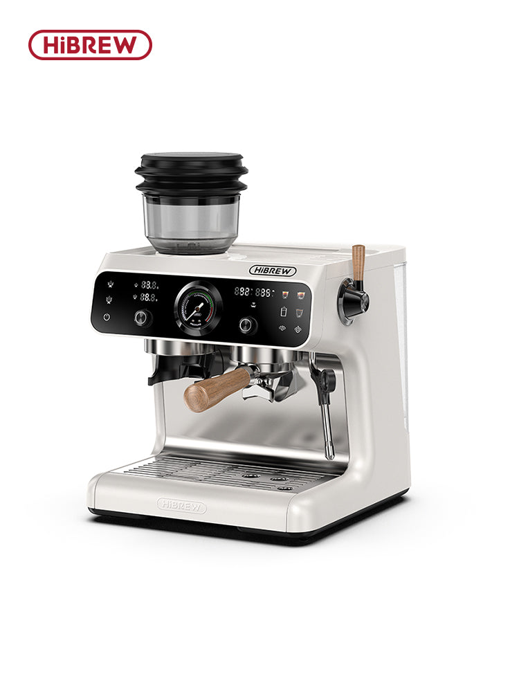 HiBREW H7B Creamy white espresso machine with grinder