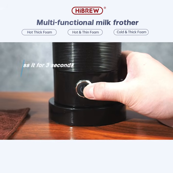 Selecting cold frothing with the HiBREW M1A control button