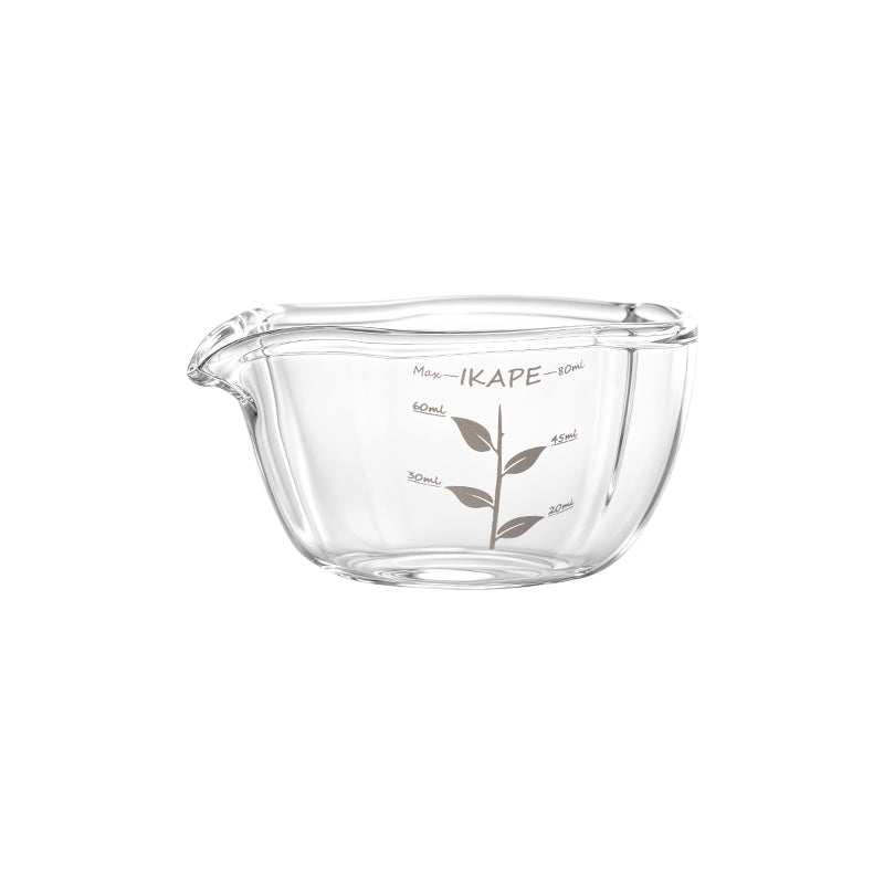 IKAPE Glass Petal espresso measuring cup, clear glass with pouring lip