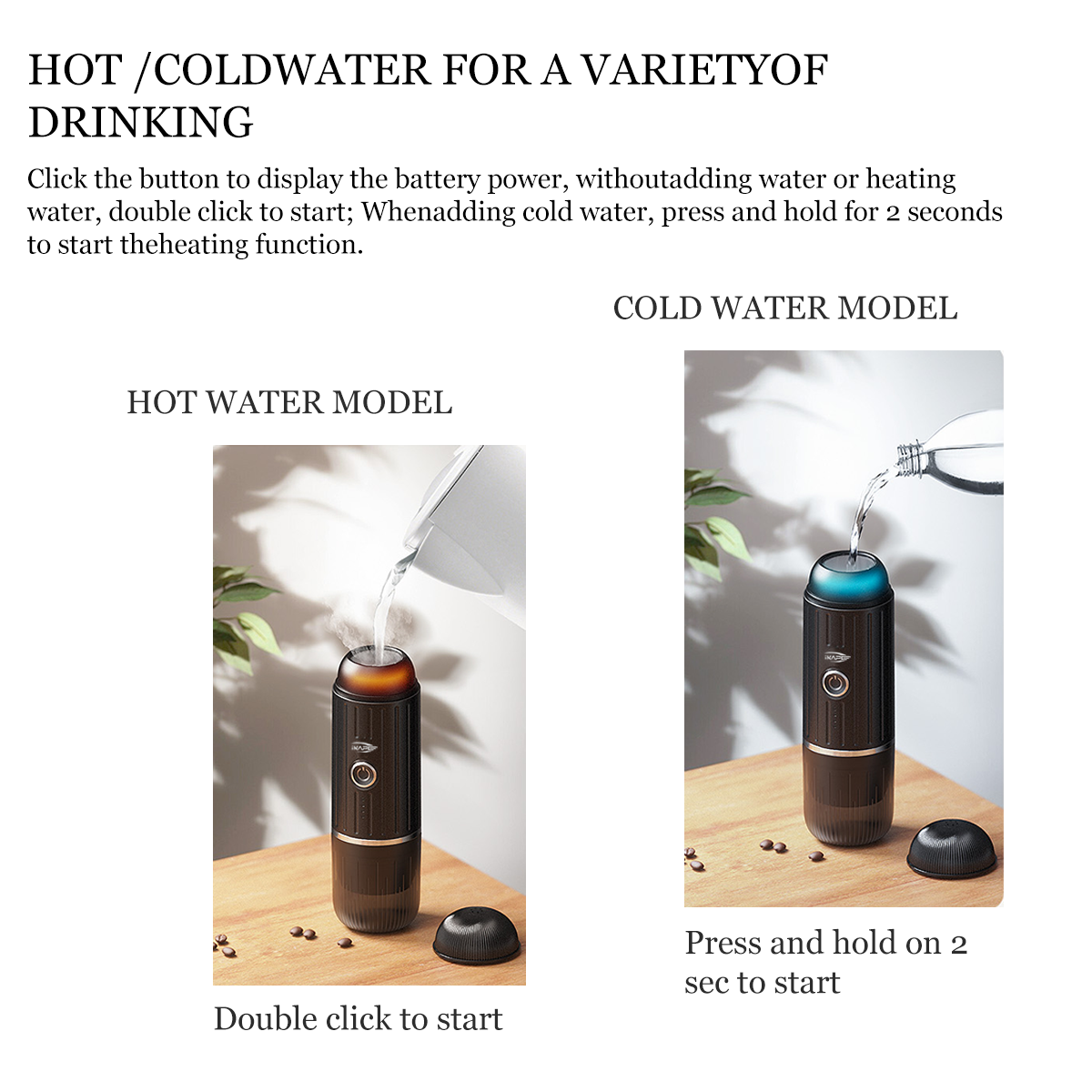 IKAPE V1 hot-water and heating mode operation guide.