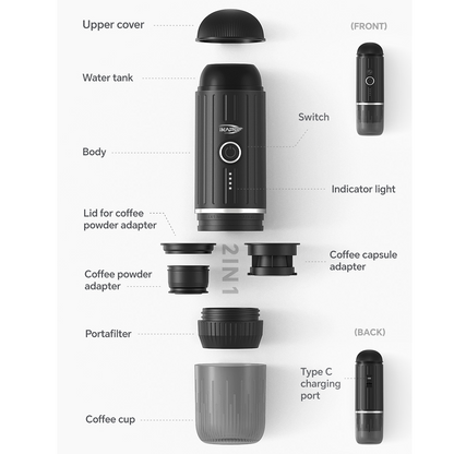 IKAPE V1 removable adapter and cup assembly guide.