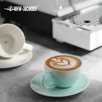 MHW-3BOMBER Mars Tiffany blue cup and saucer with latte art
