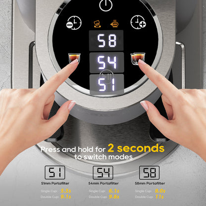 HiBREW G7 Silver grinder touch controls operated with both hands