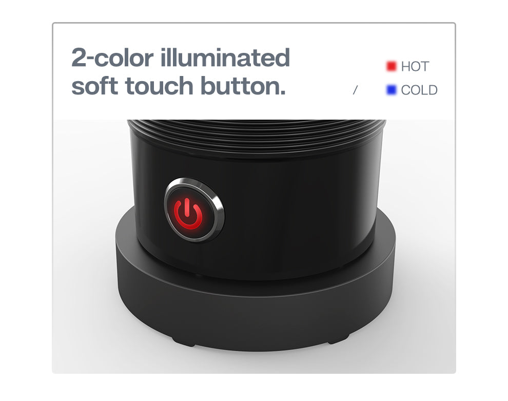 HiBREW M1A — Black milk frother control button and base in close-up