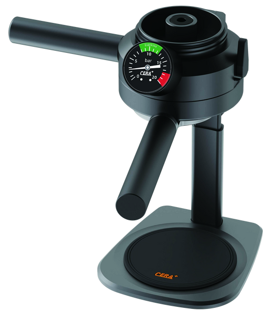 CERA+ SD58 stand supporting a demonstration espresso maker; only the stand is included.