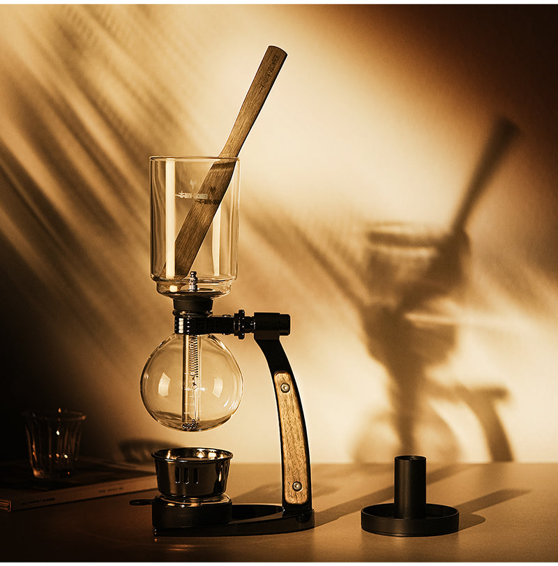 MHW-3BOMBER assembled Twilight siphon brewer in warm light