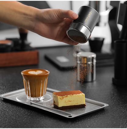 MHW-3BOMBER SP5366B matte black shaker at a coffee preparation station