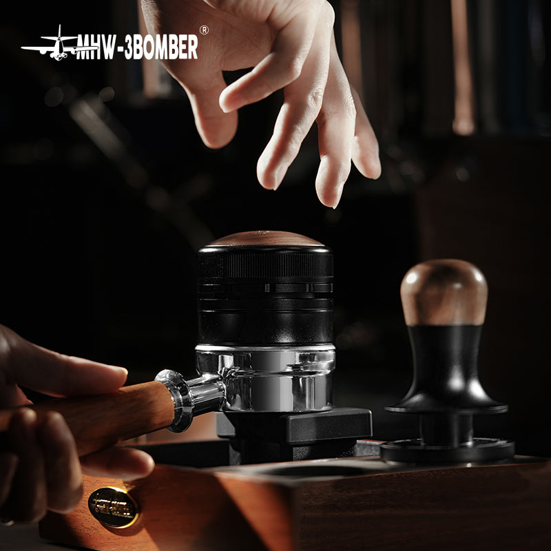 MHW-3BOMBER T6096 distributor being used on a portafilter