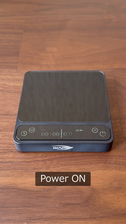 IKAPE V2 Pro black scale front controls powered on; separate brewing equipment is not included